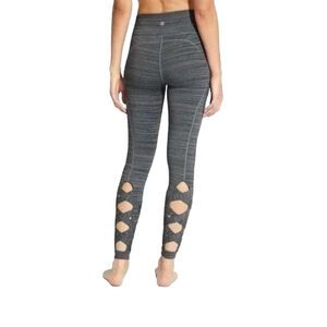 Athleta High Rise Cut Out Chaturanga Tights Leggings space Dye Gray size Small
